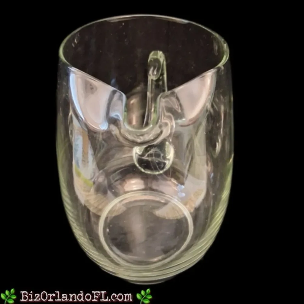 VINTAGE: Mid-Century Clear Glass Cocktail Pitcher with Applied Handle & Ice Lip